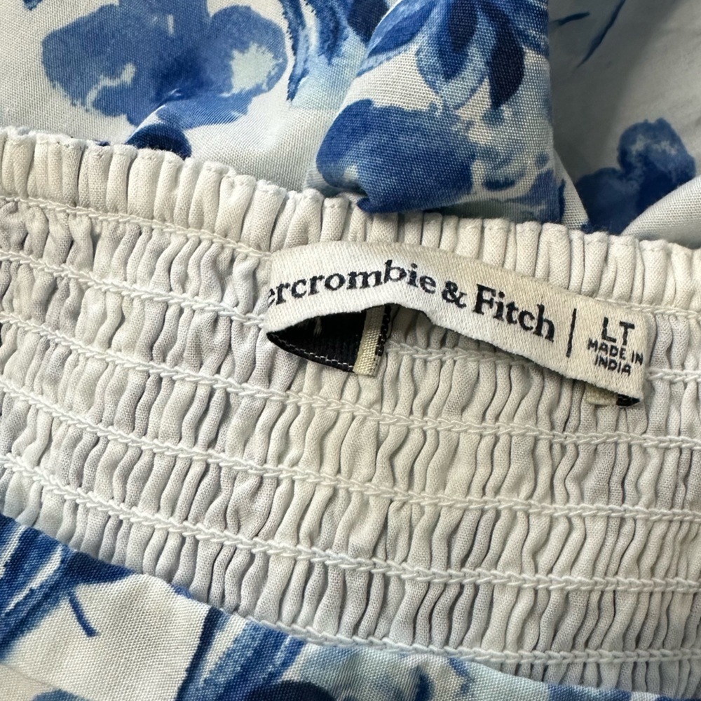 Abercrombie and Fitch Emerson Mini Dress Blue and White Floral Dress LT Large - Picture 5 of 6
